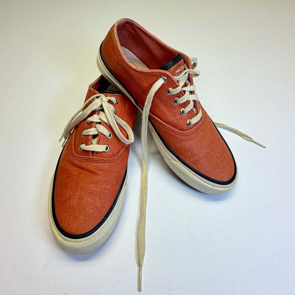 Sperry Top-Sider Unisex Cloud CVO Orange Washed Canvas Sneakers Size 8